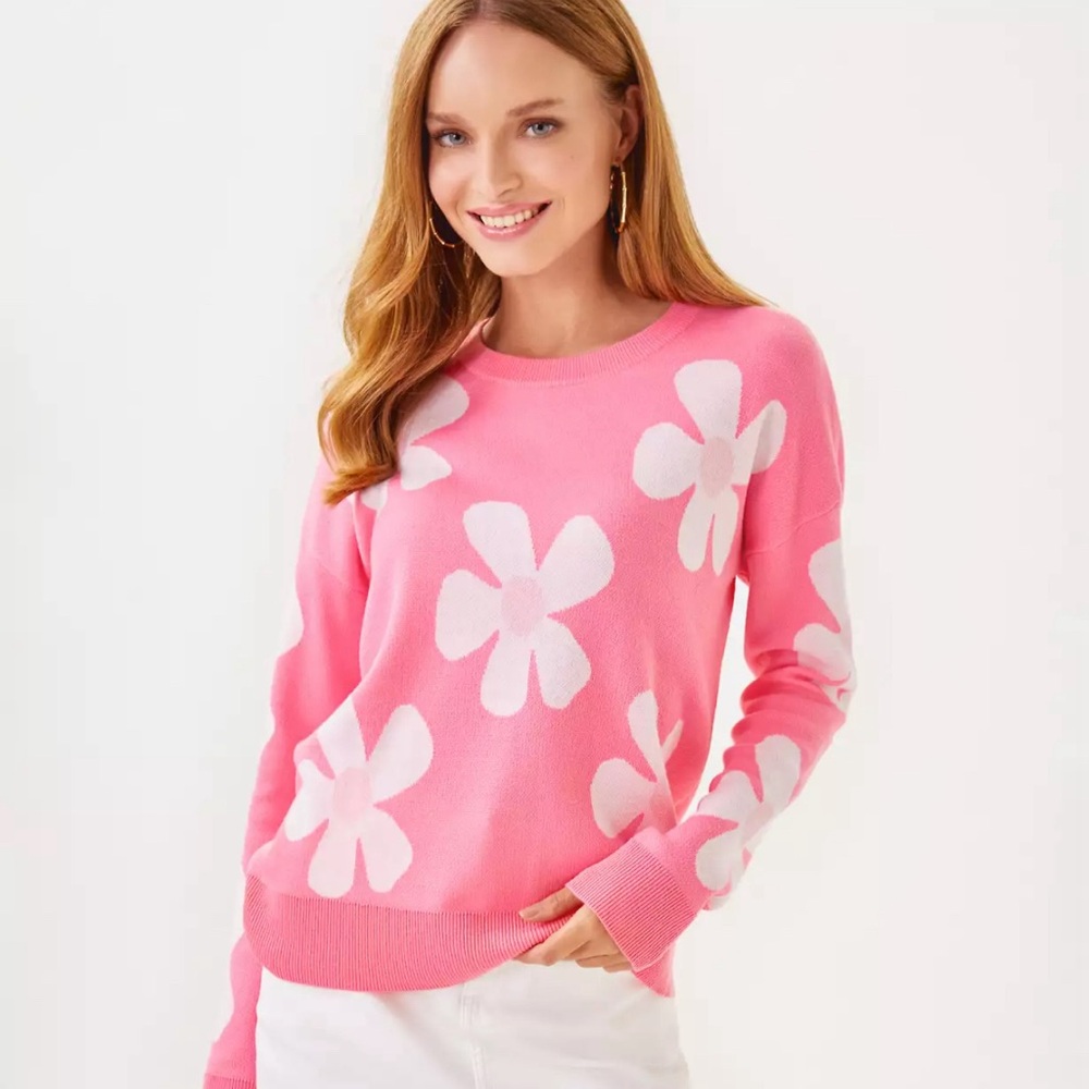 Lilly Pulitzer Tensley Floral Pink Sweater XL